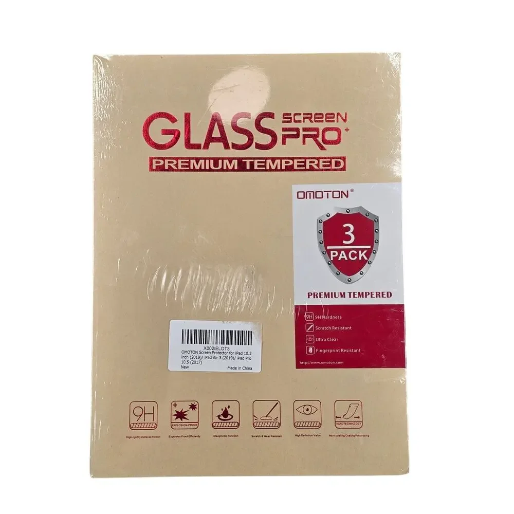 OMOTON 3‑PACK TEMPERED GLASS SCREEN PROTECTORS – IPAD 10.2 / AIR 3 / PRO 10.5